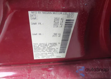 2013 Nissan Altima 2.5 Sv z USA, uszkodzony, nr VIN 1N4AL3AP3DN469770